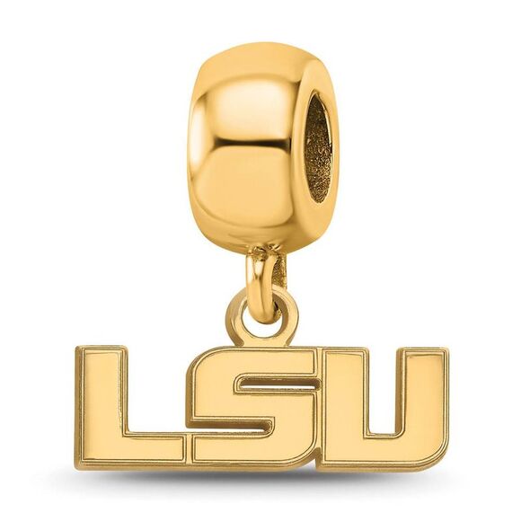 14k Gold Plated Silver Louisiana State Univ. XS LSU Dangle Bead Charm - Picture 1 of 7